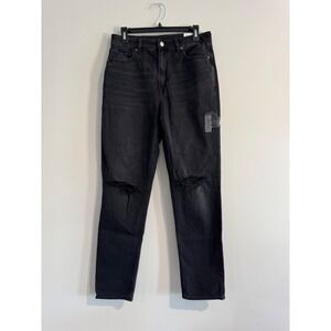 Mom Jean American Eagle Strigid Womens 6 Regular Black Super High Rise 90s
